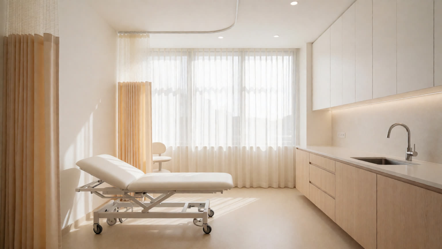 Ruang klinik anak yang terang, modern, dan ramah anak.